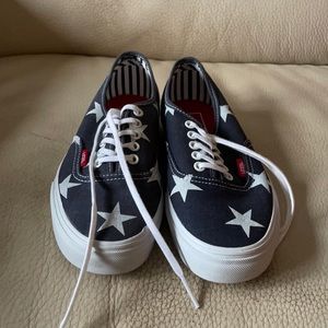Blue with white stars Vans size 8